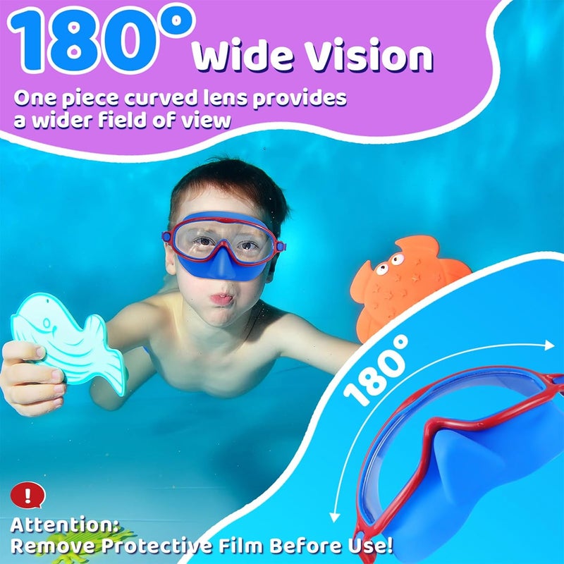 Vvinca Swim Goggles with Nose Cover, 2 Pack Wide View Diving Mask Anti-Fog UV No Leak Toddlers Swimming Goggles for Kids 3-15 - Image 5